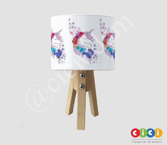 Çiçekli Unicorn Çocuk Odası Abajur