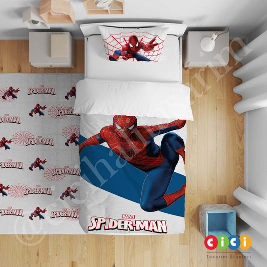 Marvel Lacivert Kırmızı Spiderman Yatak Örtüsü