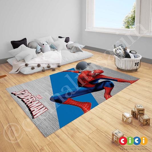 Marvel Lacivert Kırmızı Spiderman Çocuk Halısı